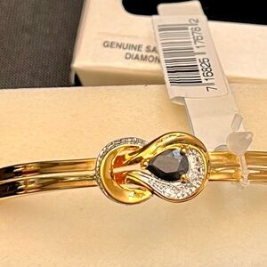 PAC 18K Gold over Brass Genuine Sapphire & Diamond Infinity Luxury NWT Bracelet